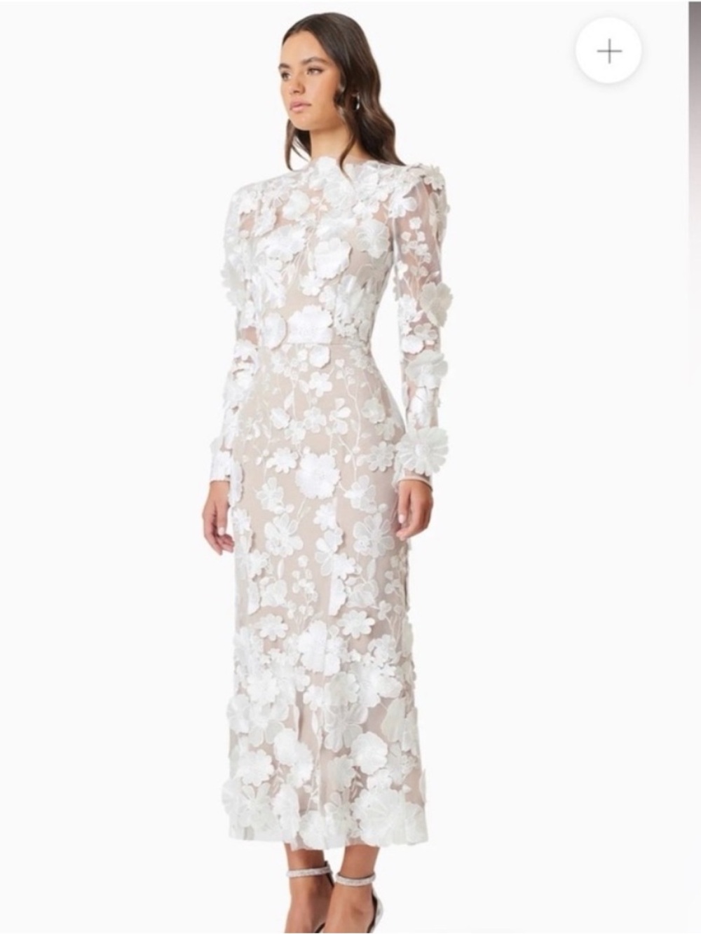 elliatt shannon white 3d floral embellished midi bridal wedding dress Size XXL - Picture 4 of 13
